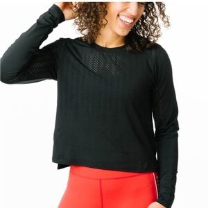 Zyia active Black Chillcicle Crop Long sleeve perforated size XXXL activewear